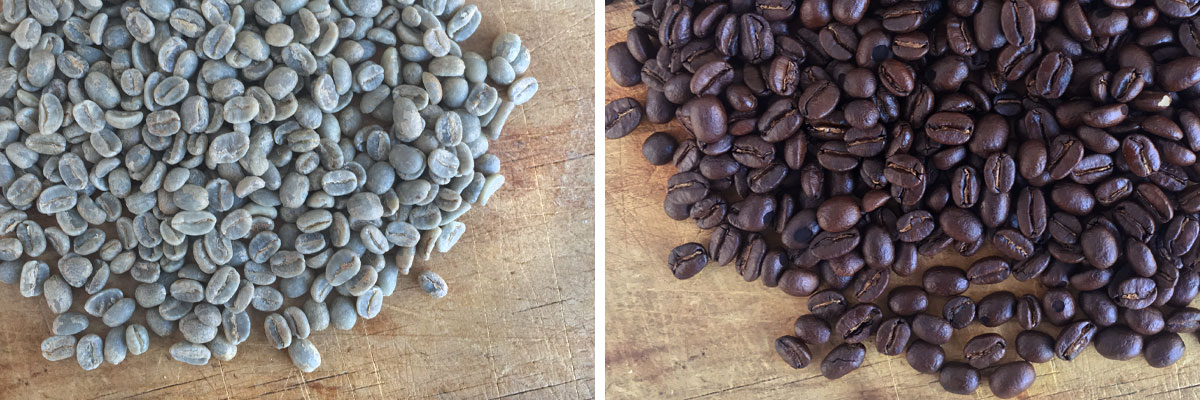 Before and After roasting coffee