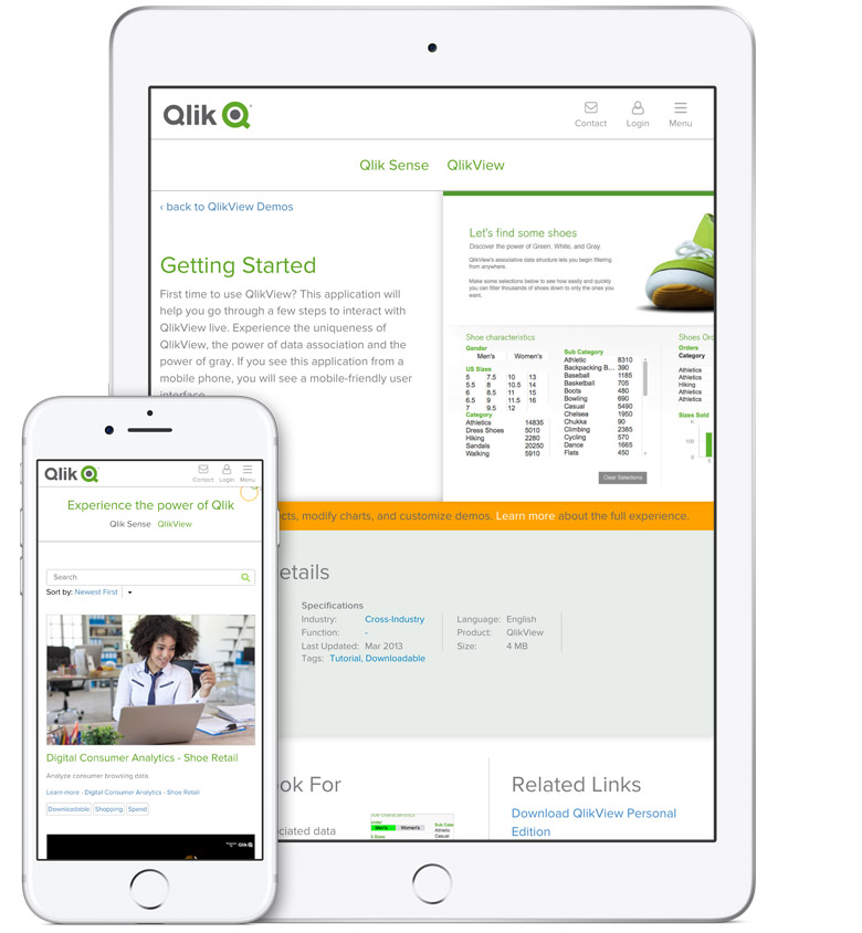 Qlik Demo Site on different mobile devices