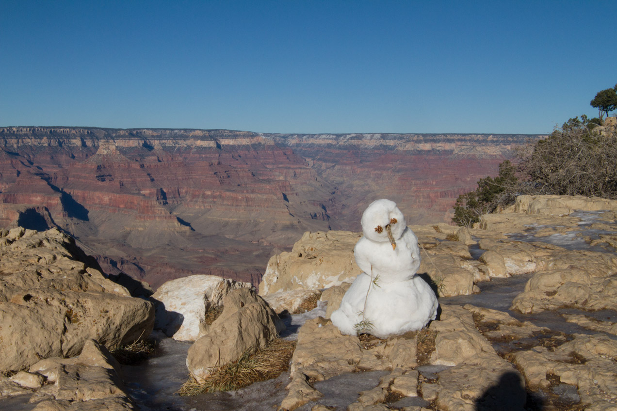 A snowman at the Grand Canyon