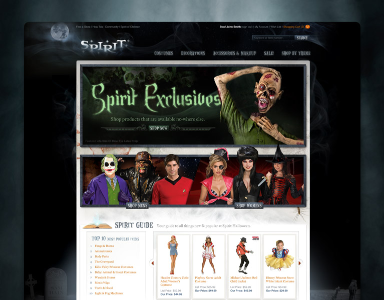 Spirit Halloween site design