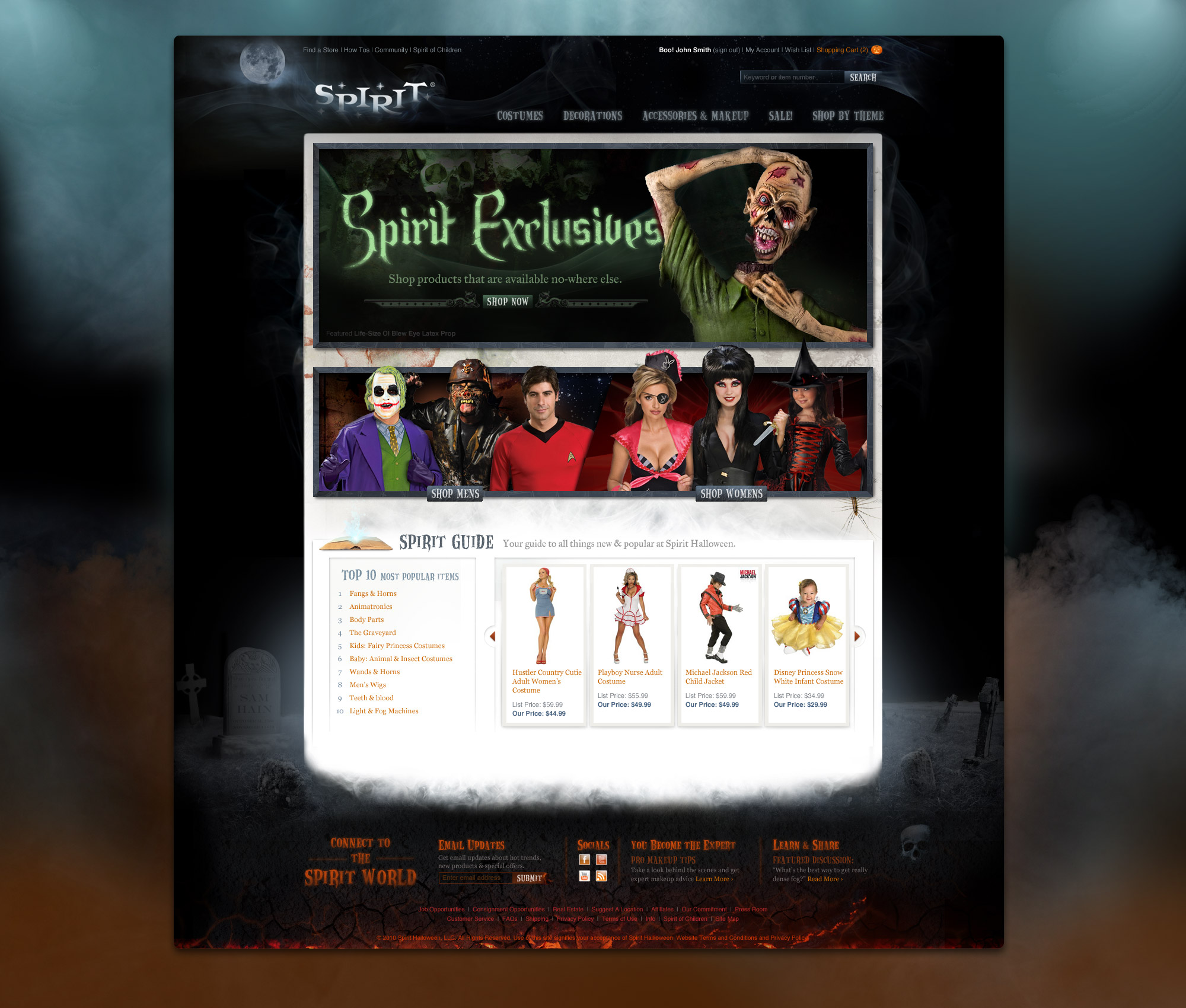 Spirit Halloween home page